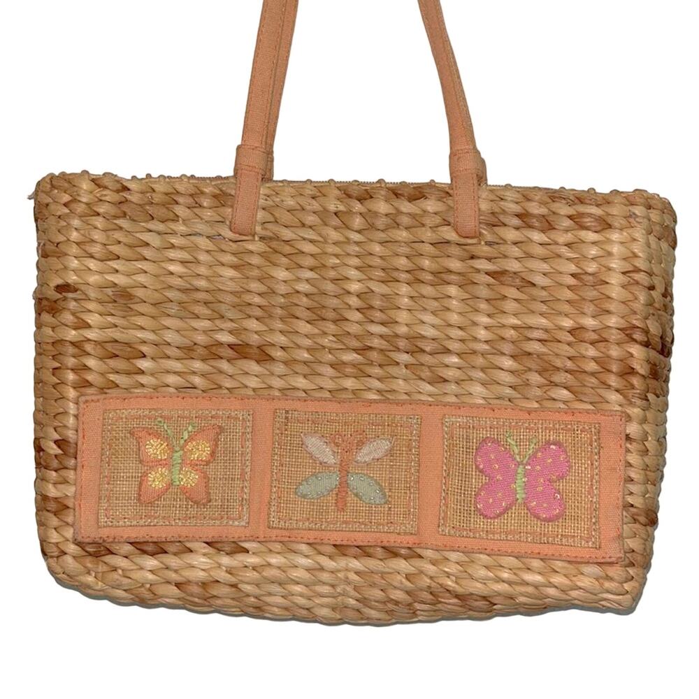 Vtg Butterfly Purse Cornhusk Handbag Bohemian Bag  Feminine Y2K Summer Girly